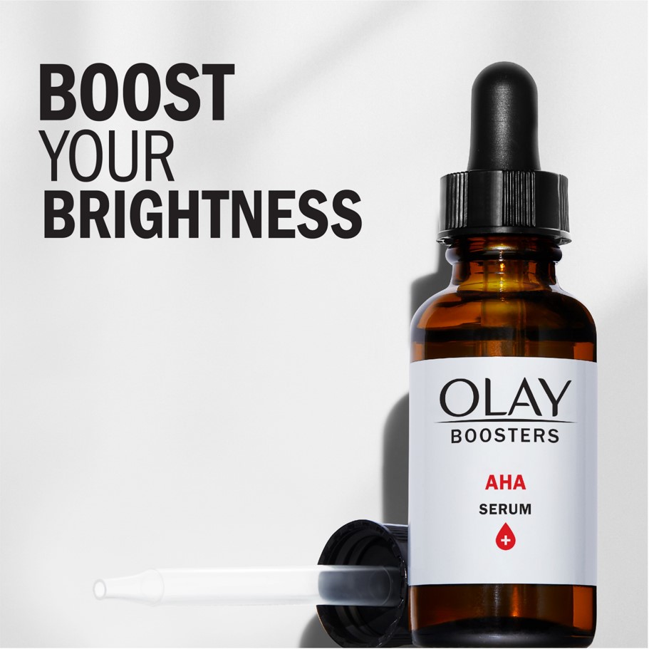 Olay AHA Serum, Brightening Booster, FragranceFree, 1.0 Oz Free