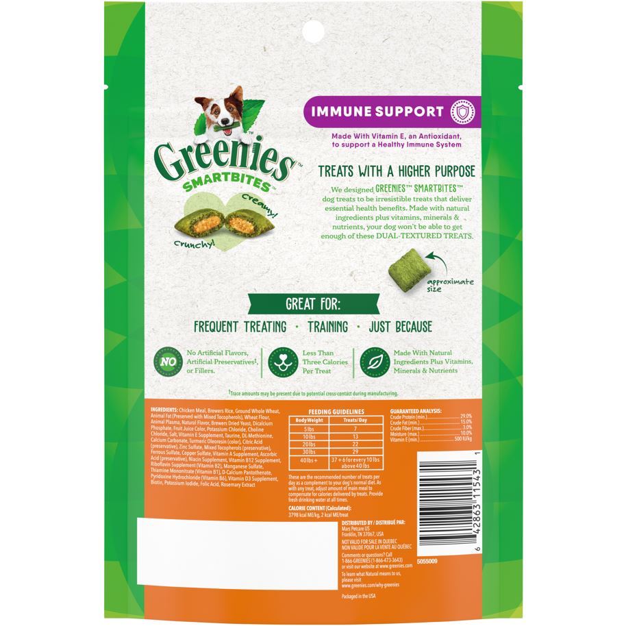 Greenies Smartbites Immune Support Crunchy & Soft Adult Dog Treats