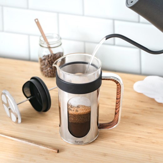 BRIM 8 Cup French Press Coffee Maker with Wood Handle Free Samples