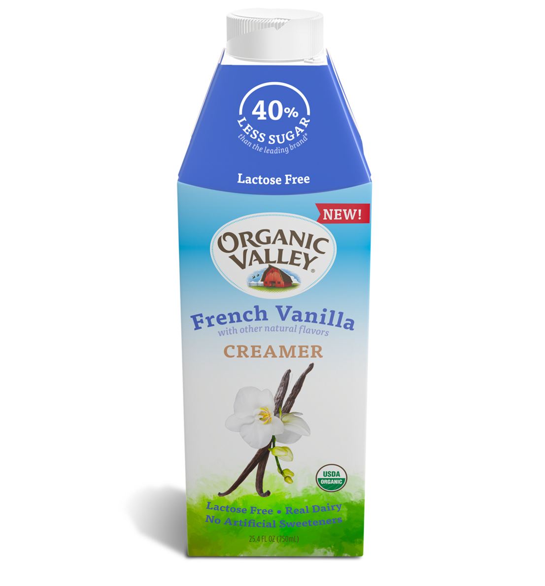 Organic Valley Flavored Creamers, Organic and Lactose Free, French Vanilla and Sweet Cream 100