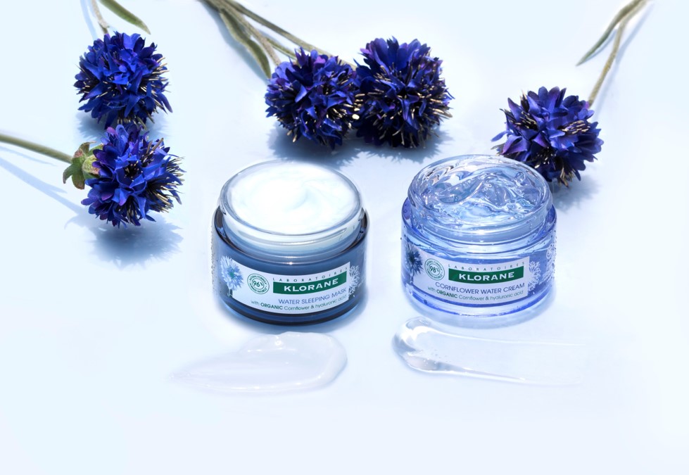 Klorane Hydrating Water Cream and Water Sleeping Mask with Cornflower